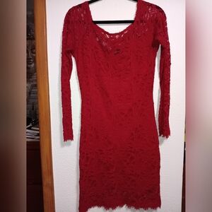 Jump Red Long Sleeve Lace Dress